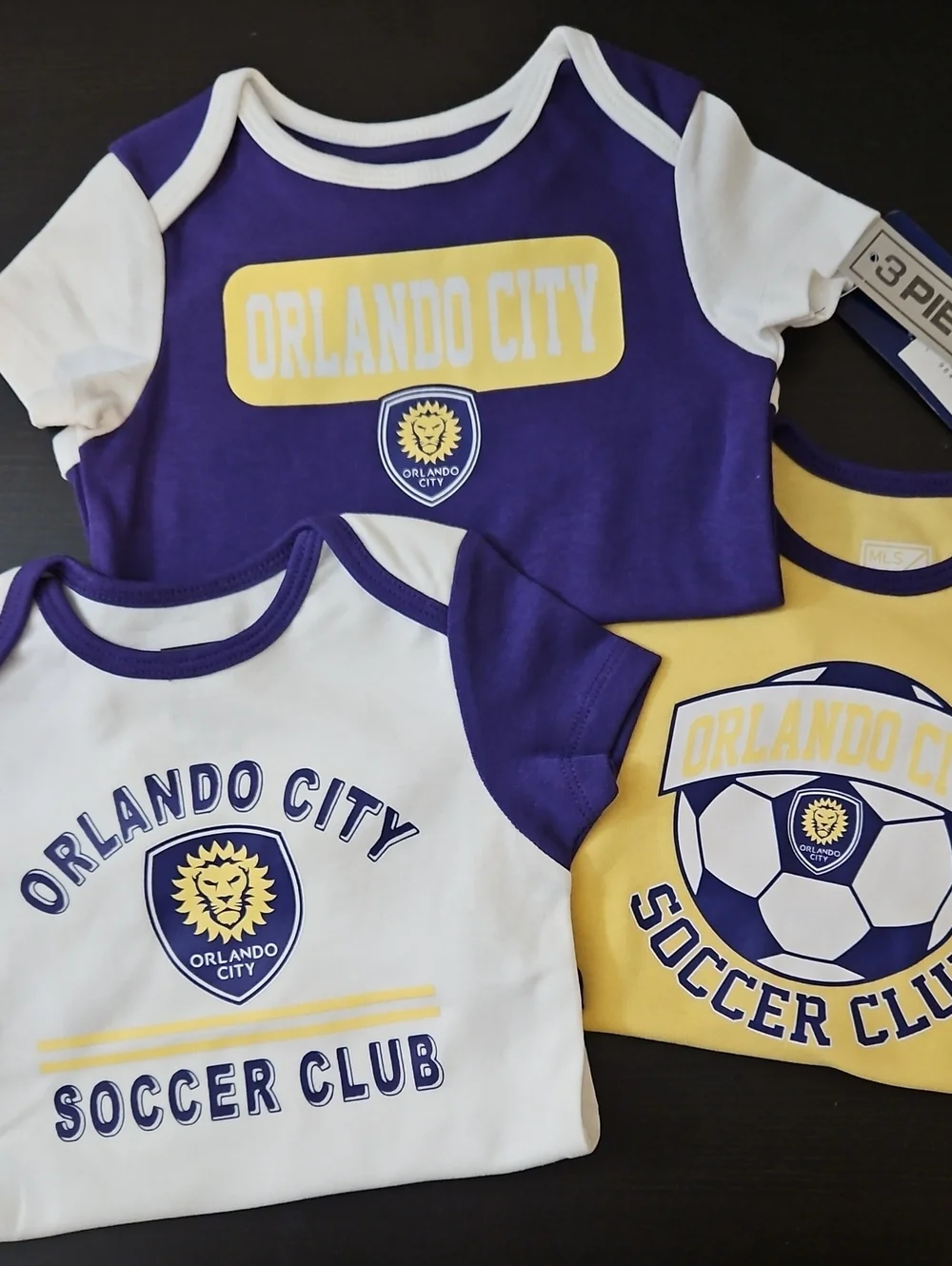 Orlando City Soccer Club Short Sleeve Onesies - Purple/White/Yellow